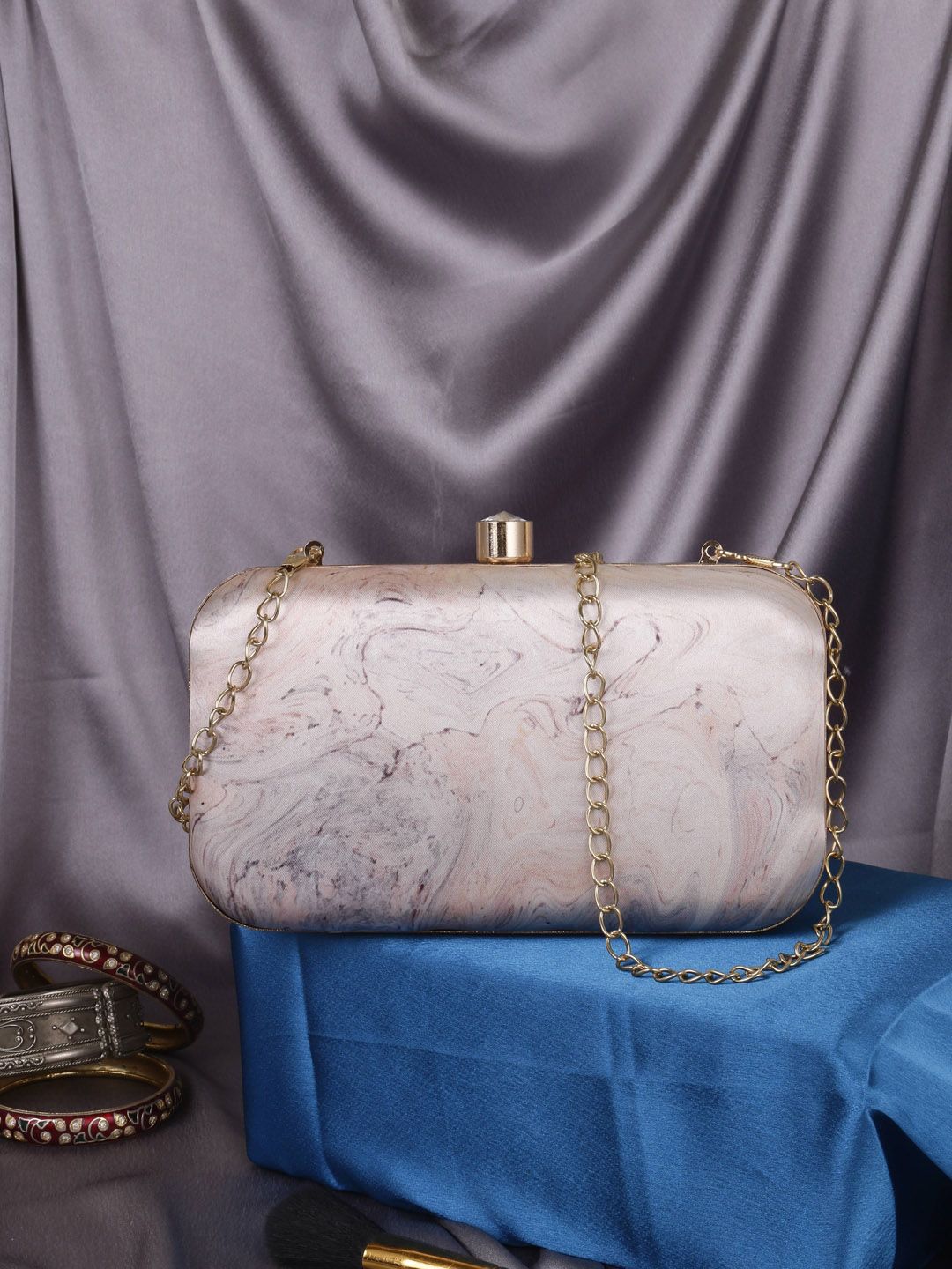 Sangria Beige Abstract Printed Box Clutch-picture-26