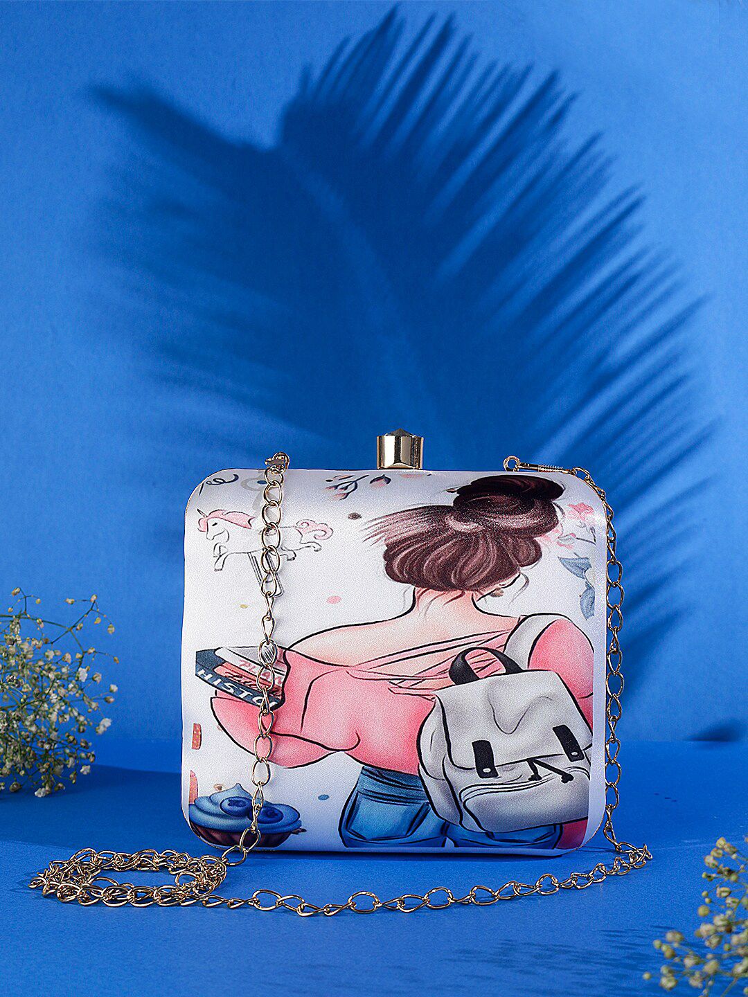 Sangria Printed Box Clutch With Shoulder Strap-picture-39