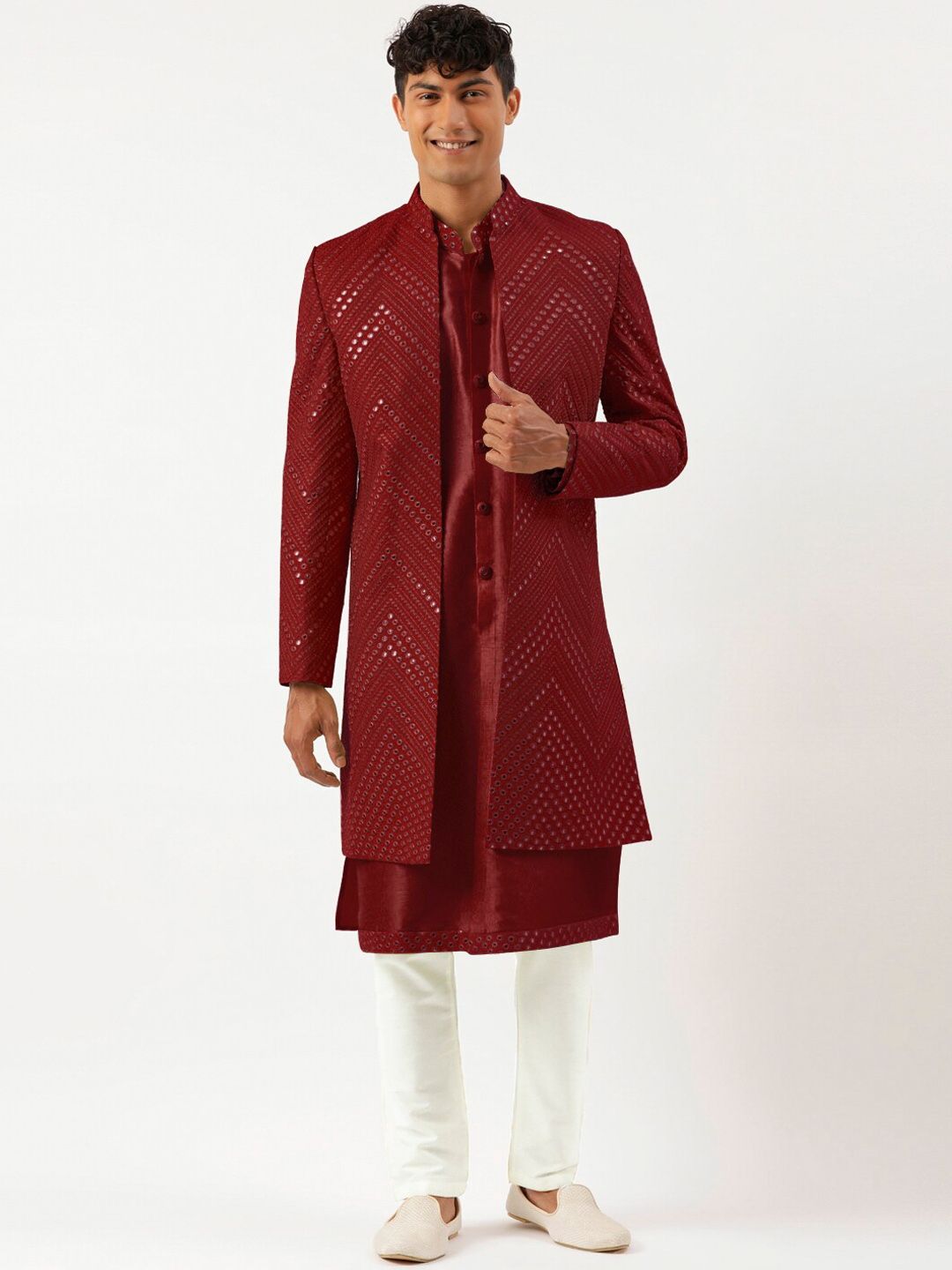 TheEthnic.Co Men Embroidered Indowestern Sherwani Set-picture-28
