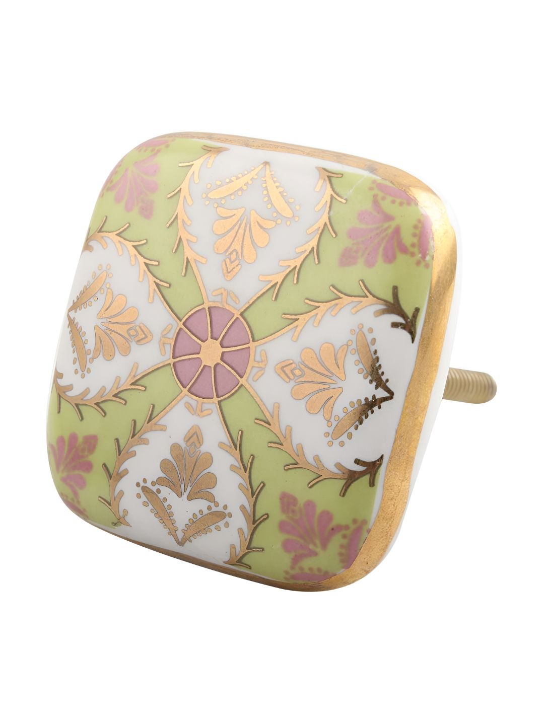 Indianshelf 6-Pcs Green Printed Ceramic Drawer Knobs-picture-44