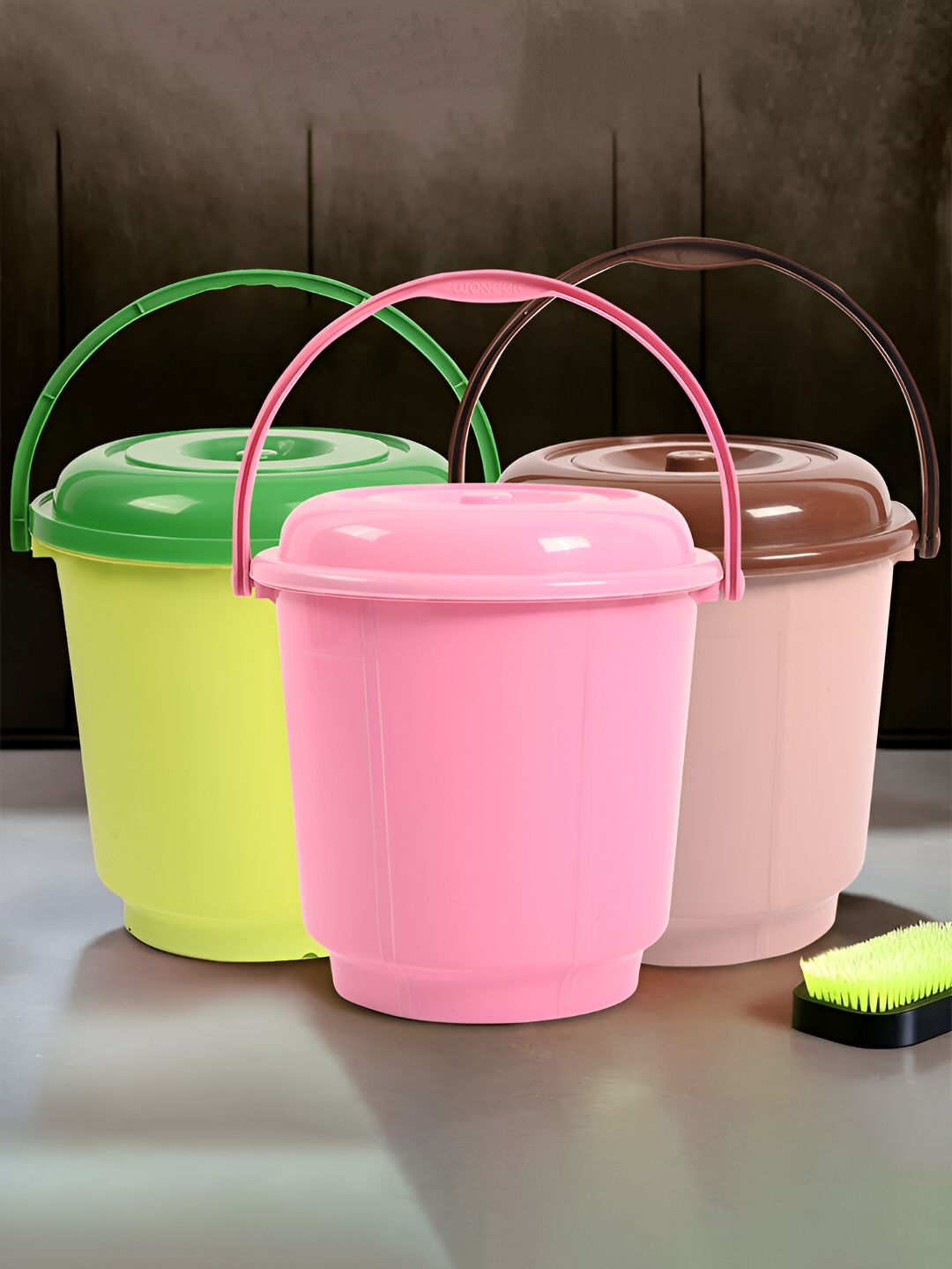 Kuber Industries Green & Brown 3 Pieces Bath Accessories Set 18l-picture-40