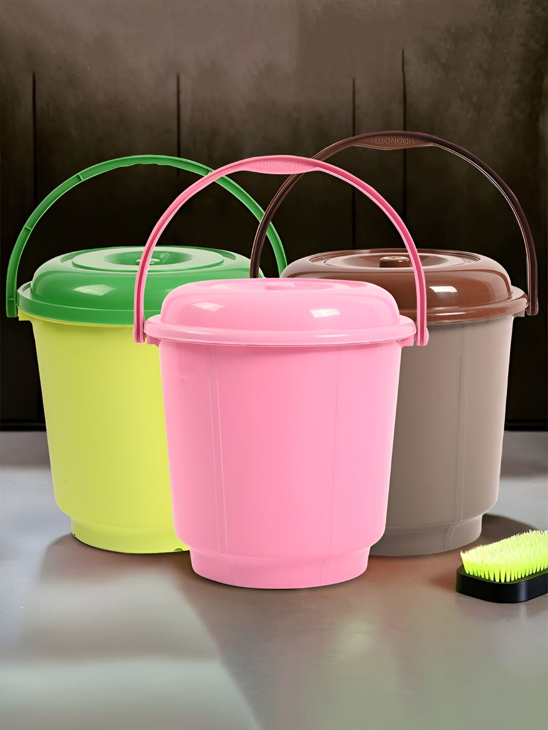 Kuber Industries Green & Yellow 3 Pieces Bath Accessories Set 18l-picture-32