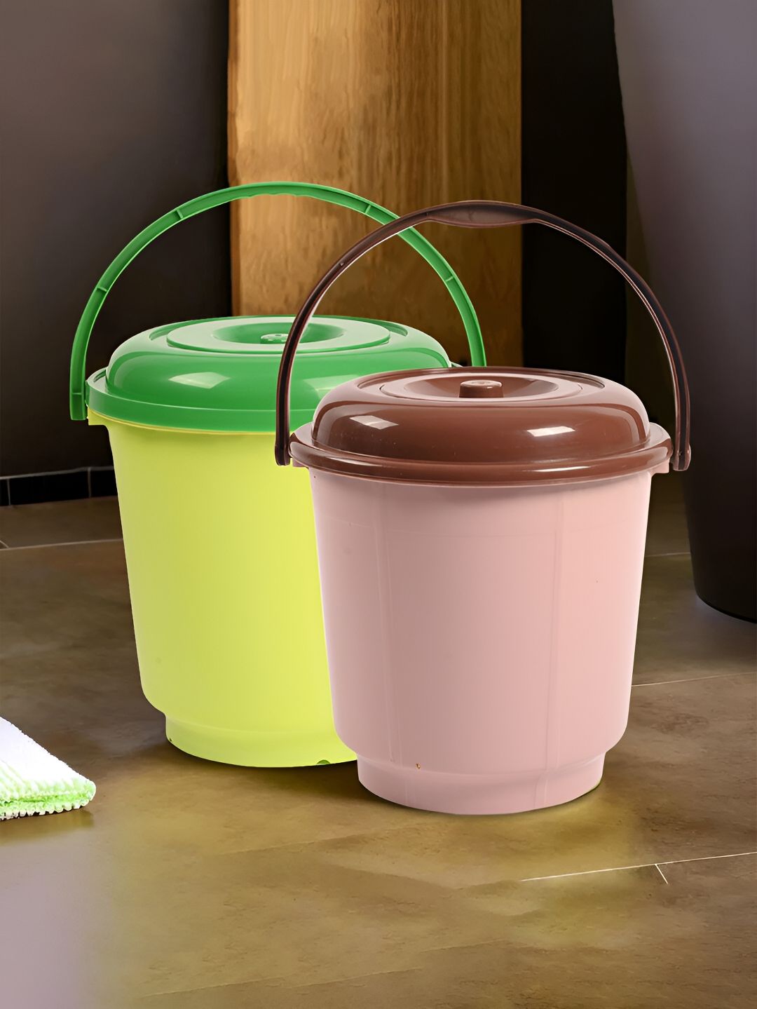 Kuber Industries Green & Yellow 2 Pieces Buckets With Lid 18L Each-picture-35