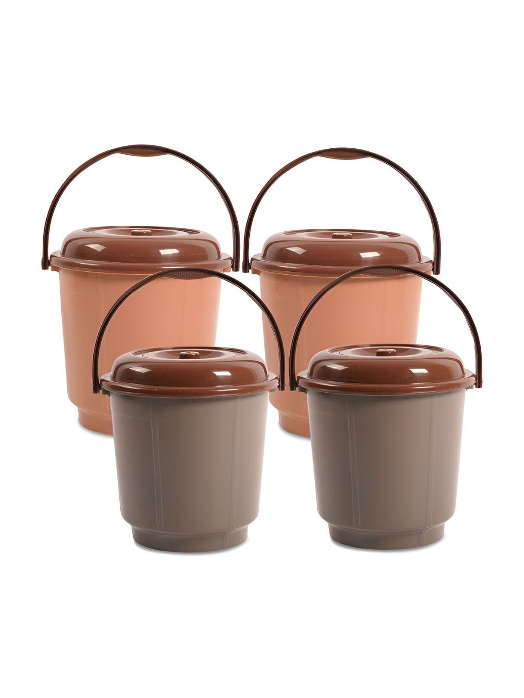 Kuber Industries Coffee Brown & Pink 4 Pieces Buckets With Lid 18 L Each-picture-21
