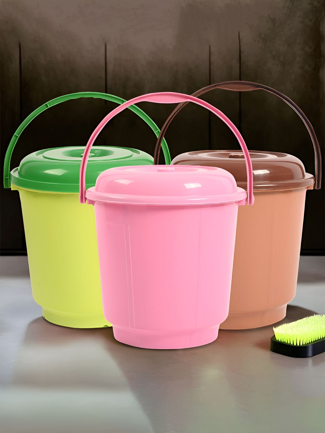 Kuber Industries Green & Pink 3 Pcs Bath Accessories Set-picture-20