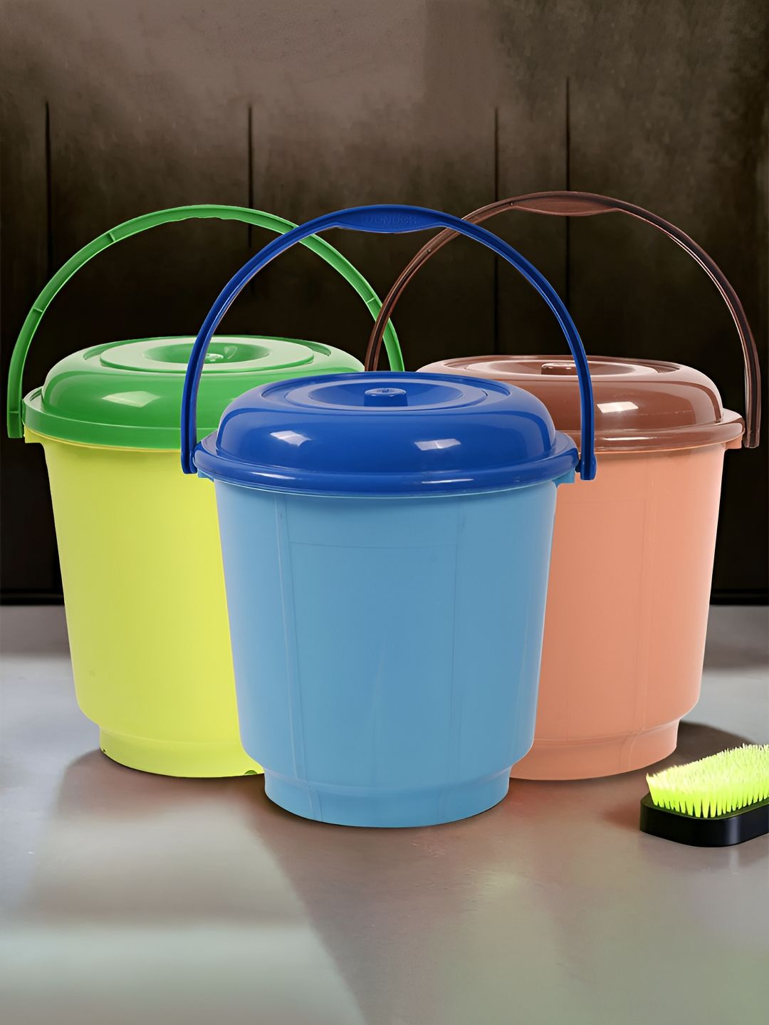 Kuber Industries Green & Blue 3 Pieces Buckets With Lid 18 L Each-picture-38