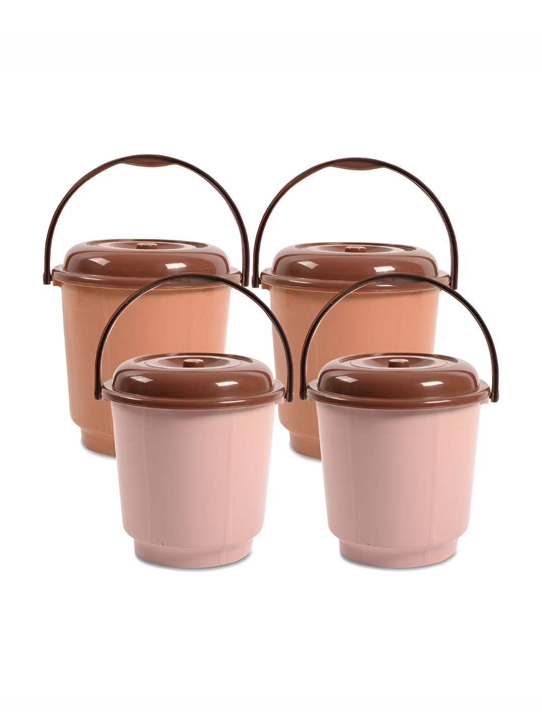 Kuber Industries Coffee Brown & Peach 4 Pieces Buckets With Lid 18L Each-picture-19