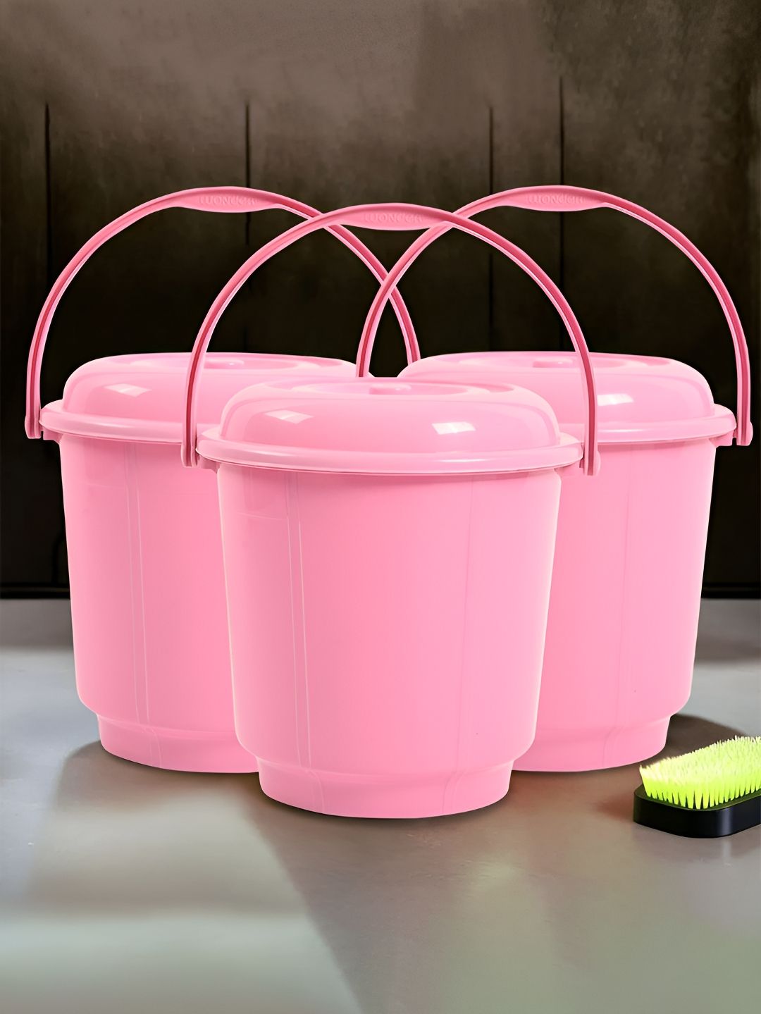 Kuber Industries Pink 3 Pieces Bath Accessories Set 18L Each-image-25