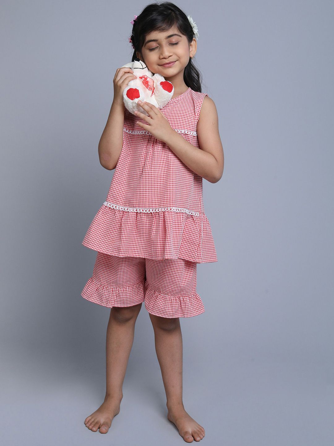 BAESD Girls Checked Pure Cotton Night suit-picture-31