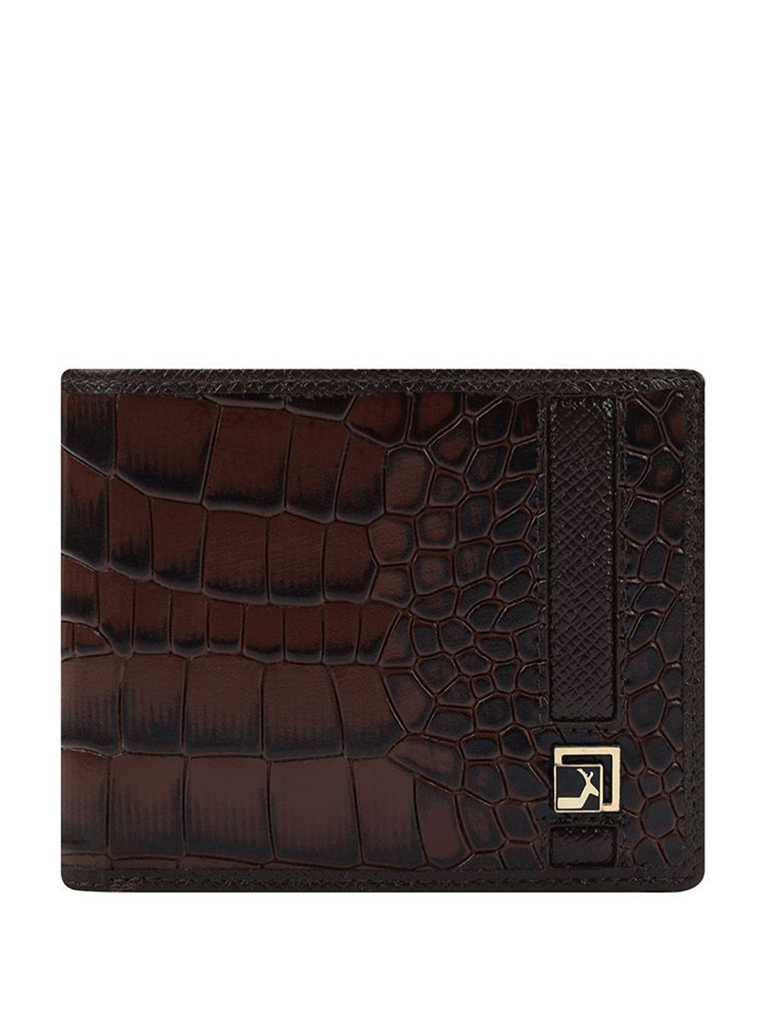 Da Milano Men Animal Textured Leather Two Fold Wallet