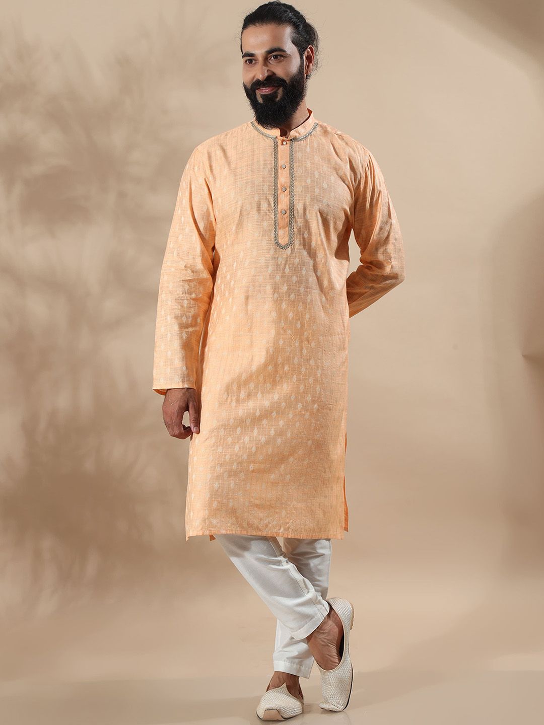 filori studio FILORI Ethnic Motifs Mandarin Collar Gotta Patti Chanderi Cotton Jacquard Straight Kurta-picture-55