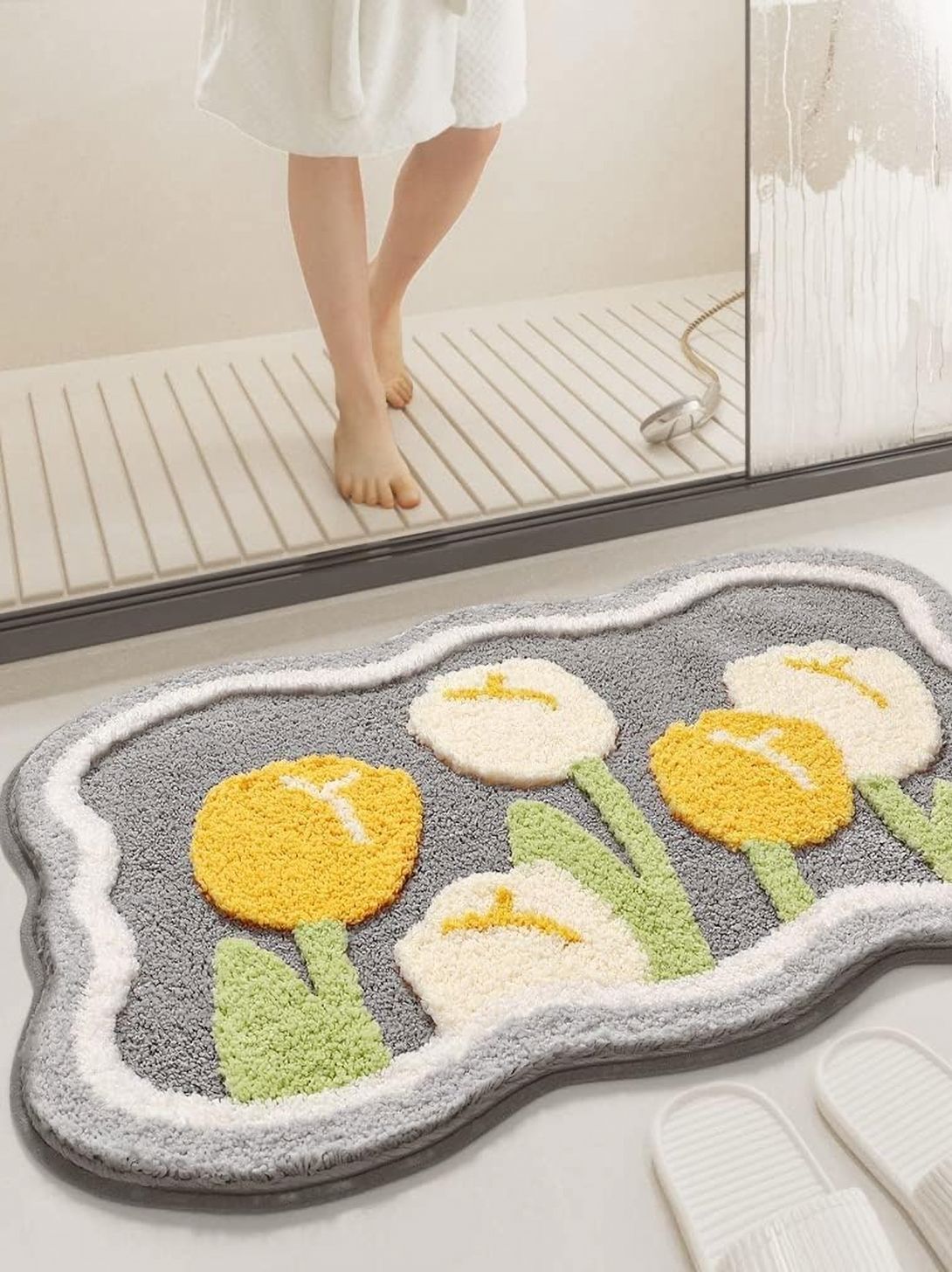 ROSEATE Grey & Yellow Floral Design Doormat-image-39