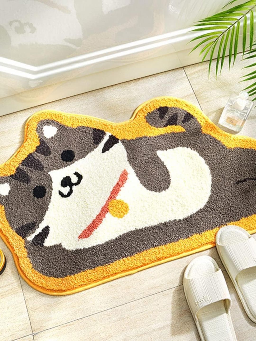 ROSEATE Grey & White 2000 GSM Anti Skid Bath Rug-image-39
