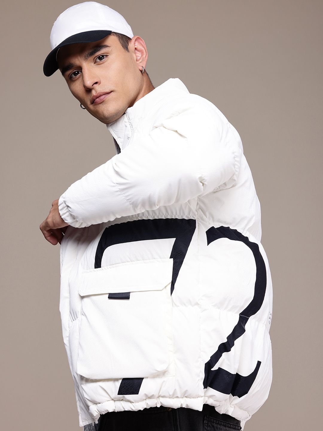 FCUK Typography Printed Stand Collar Puffer Jacket-picture-14