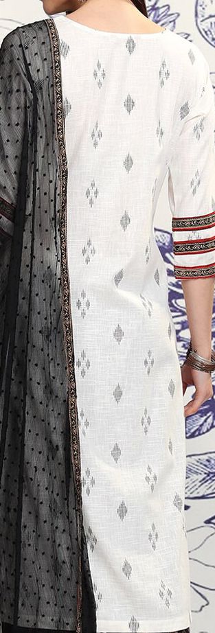 Women Ethnic Motifs Printed Regular Thread Work Pure Cotton Kurta with Trousers & With Dupatta