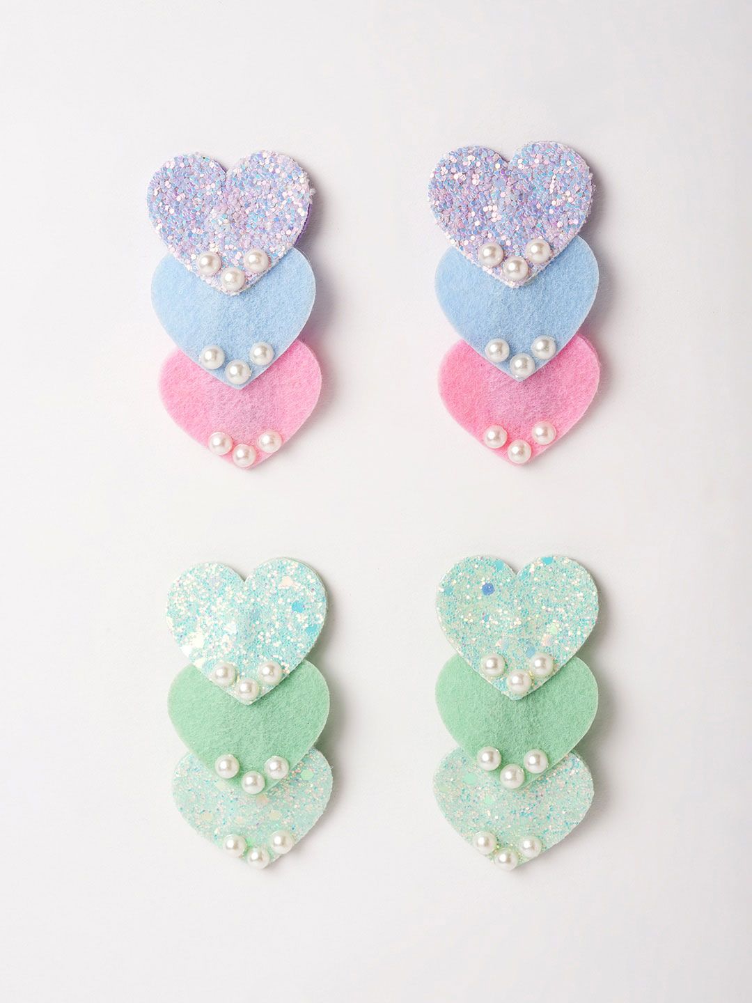 RIBBON CANDY Girls Set of 4 Embellished Shimmer Tic Tac Hair Clips-picture-34