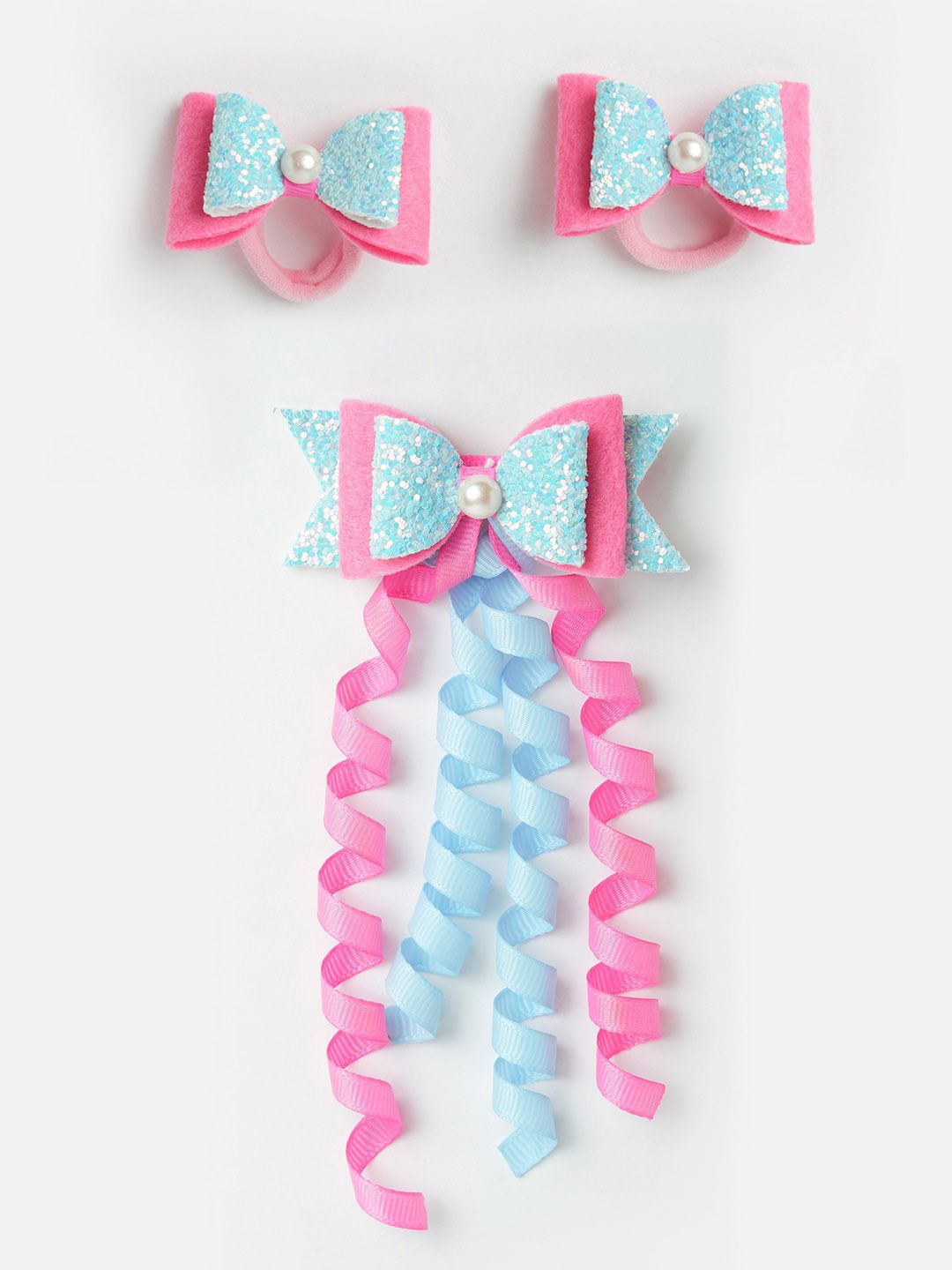 RIBBON CANDY Girls Set of 3 Embellished Ponytail Holders & Alligator Hair Clip-picture-15