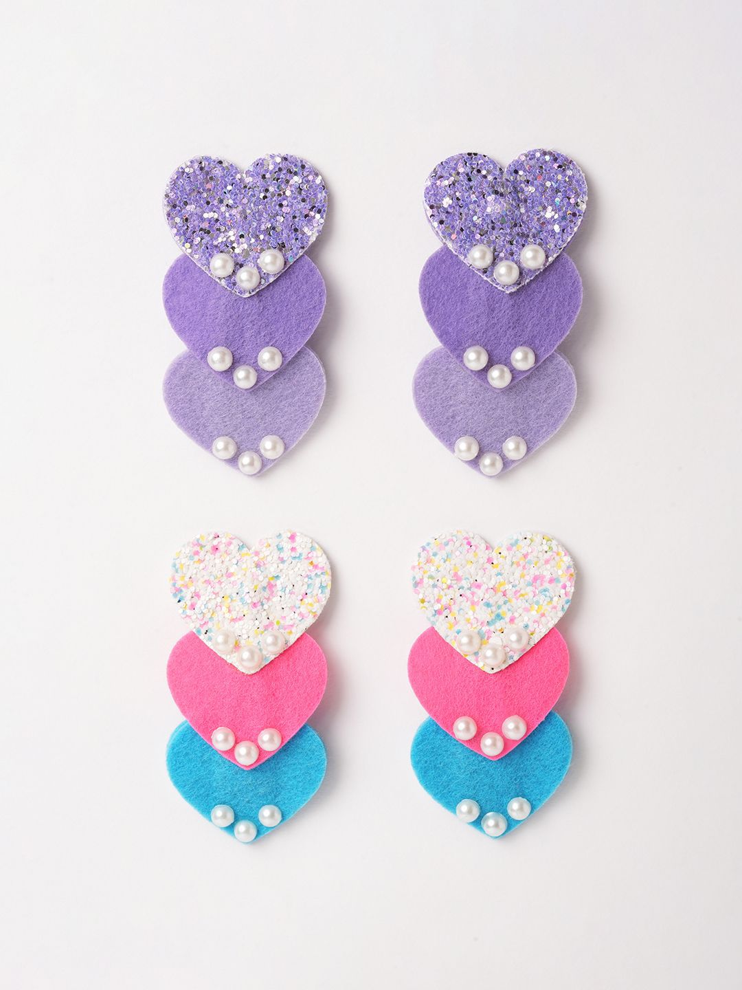 RIBBON CANDY Girls Set of 4 Embellished Shimmer Tic Tac Hair Clips-picture-37