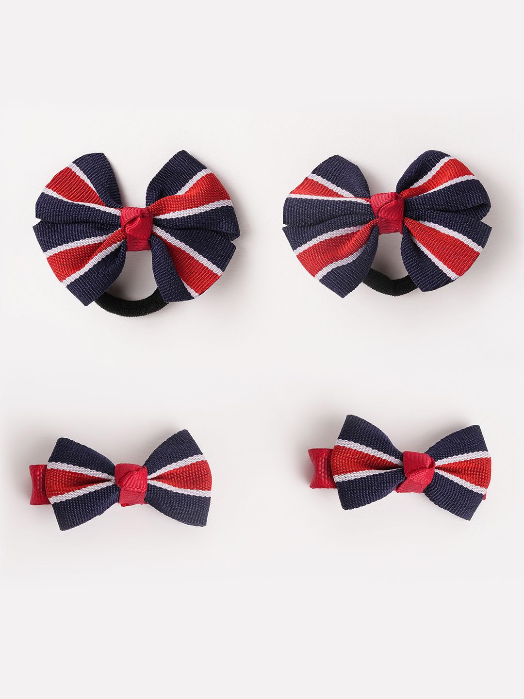 RIBBON CANDY Girls Set of 4 Striped Ponytail Holders & Alligator Hair Clip-picture-22