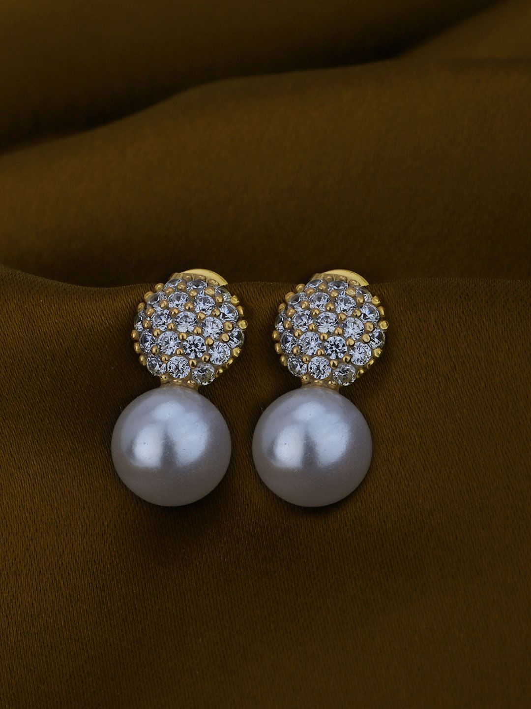 Carlton London 18kt Gold Plated with CZ Drop Earrings
