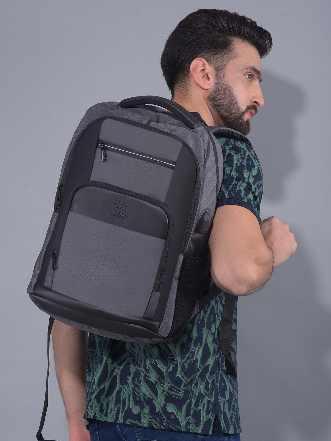 HRX by Hrithik Roshan Unisex Grey Backpack with Rain Cover & Reflective Strip-picture-26