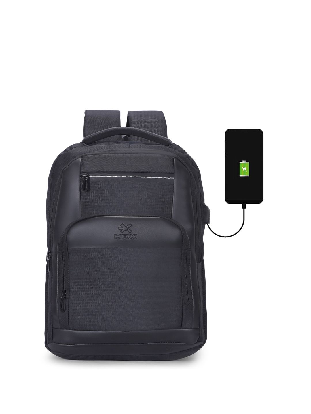 HRX by Hrithik Roshan Unisex Black Backpack with Rain Cover & Reflective Strip-picture-18