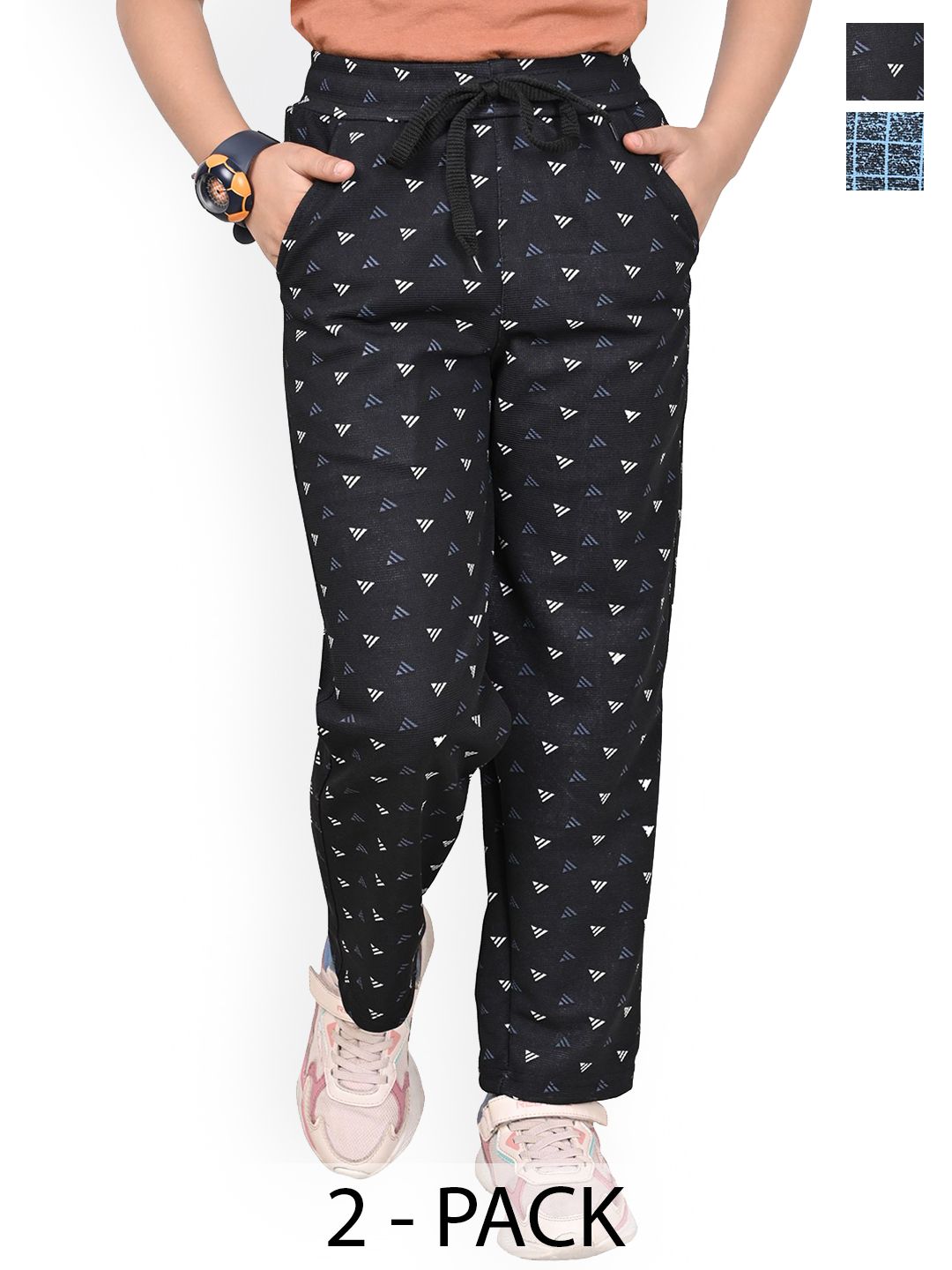 BAESD Girls Pack of 2 Checked and Printed Dry-Fit Mid-Rise Track Pants-picture-25