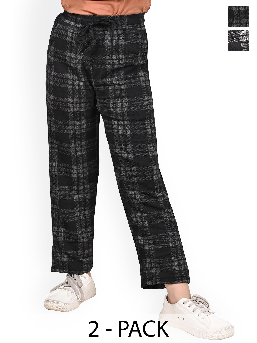 BAESD Girls Pack Of 2 Checked Dry-Fit Track Pant-picture-24