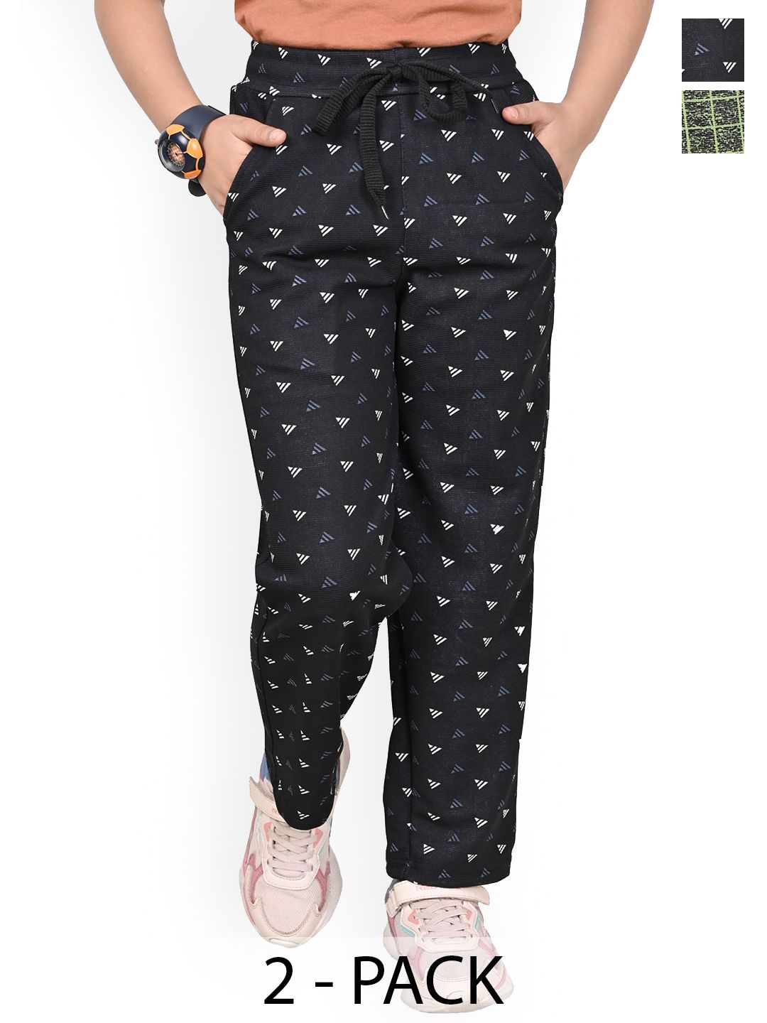 BAESD Girls Pack Of 2 Checked and Printed Dry-Fit Track Pants-picture-23