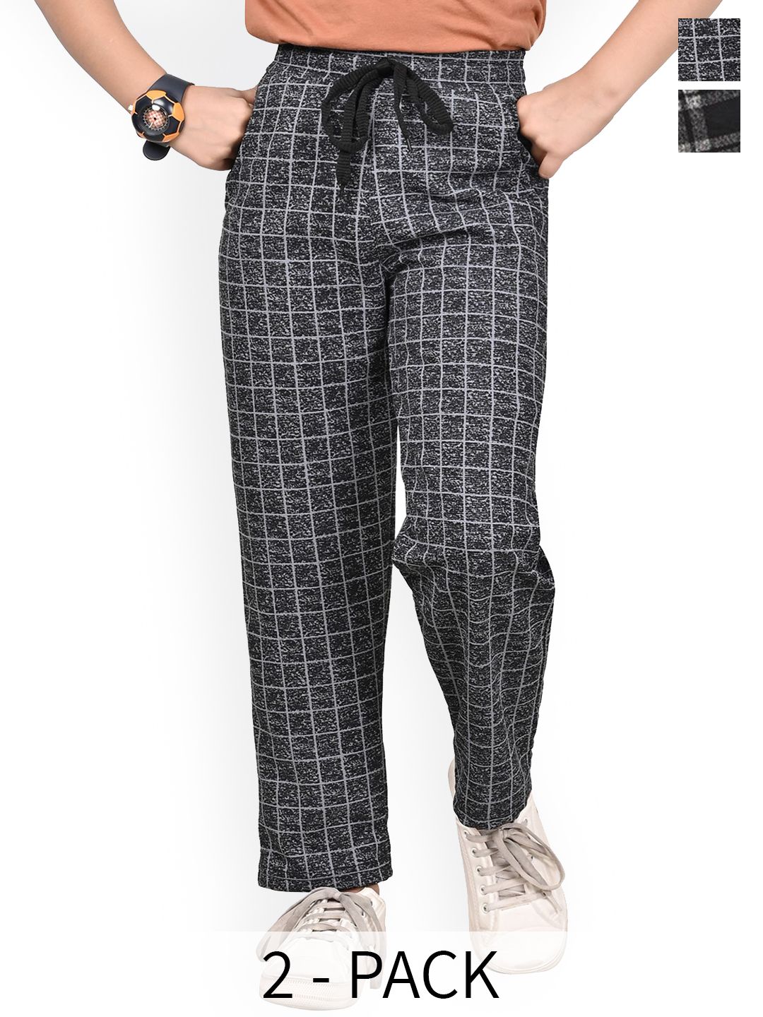 BAESD Girls Checked Pack Of 2 Dry-Fit Track Pants-picture-10