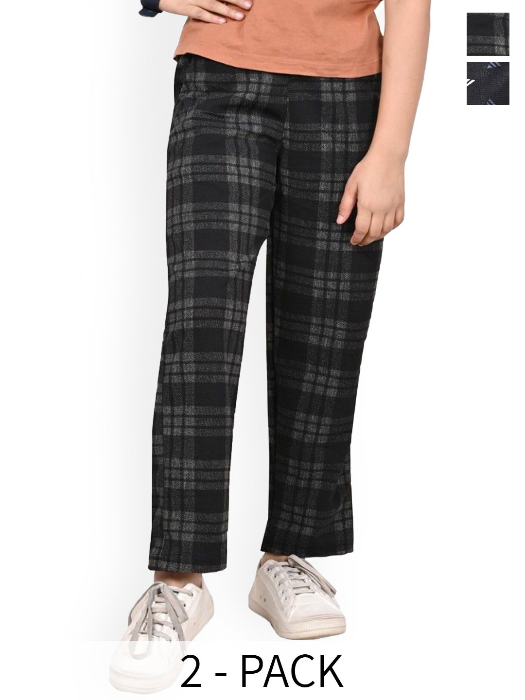 BAESD Girls Pack of 2 Checked Mid-Rise Dry-Fit Track Pants-picture-26