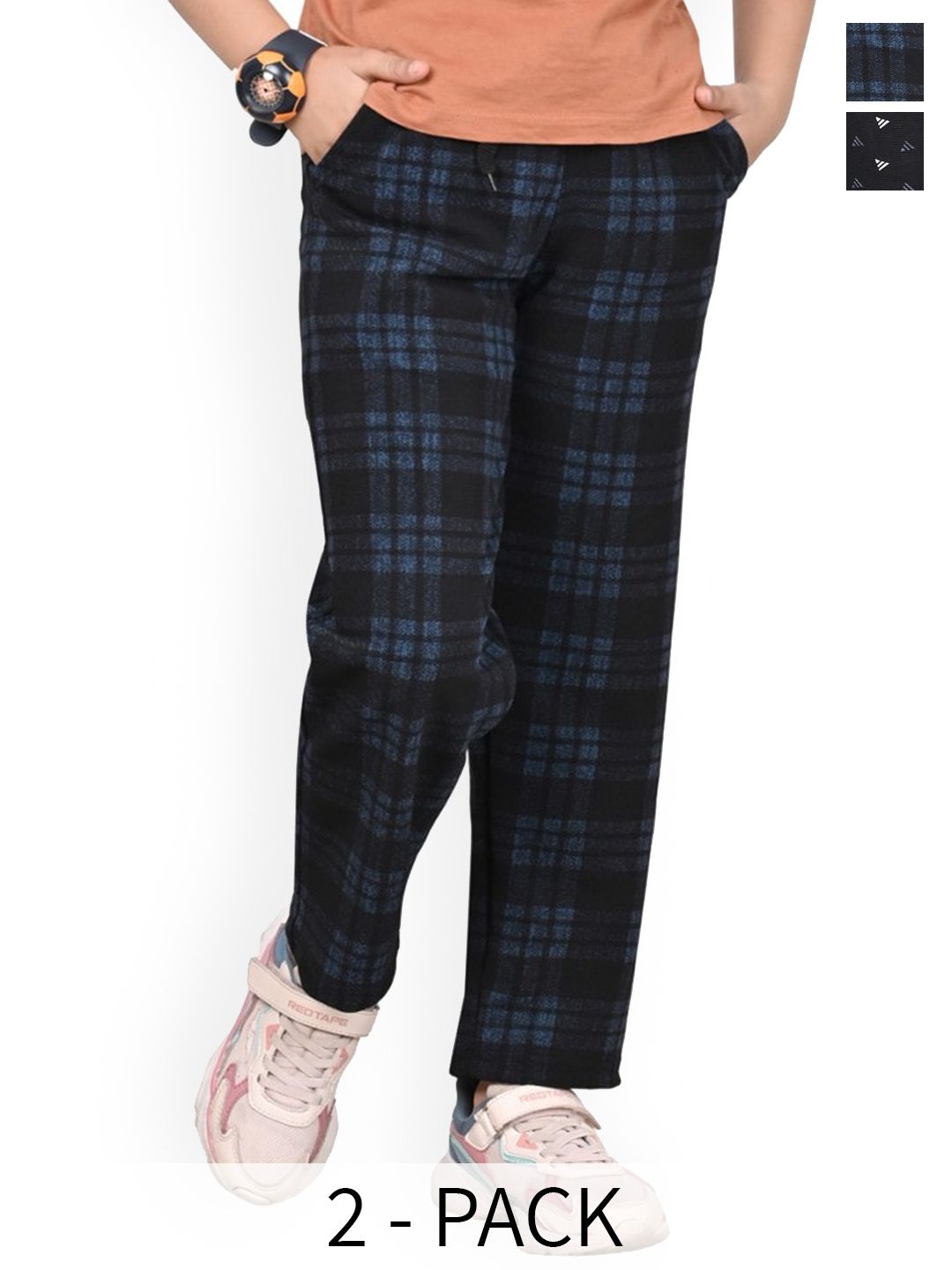 BAESD Girls Pack of 2 Checked & Printed Mid-Rise Dry-Fit Track Pants-picture-29