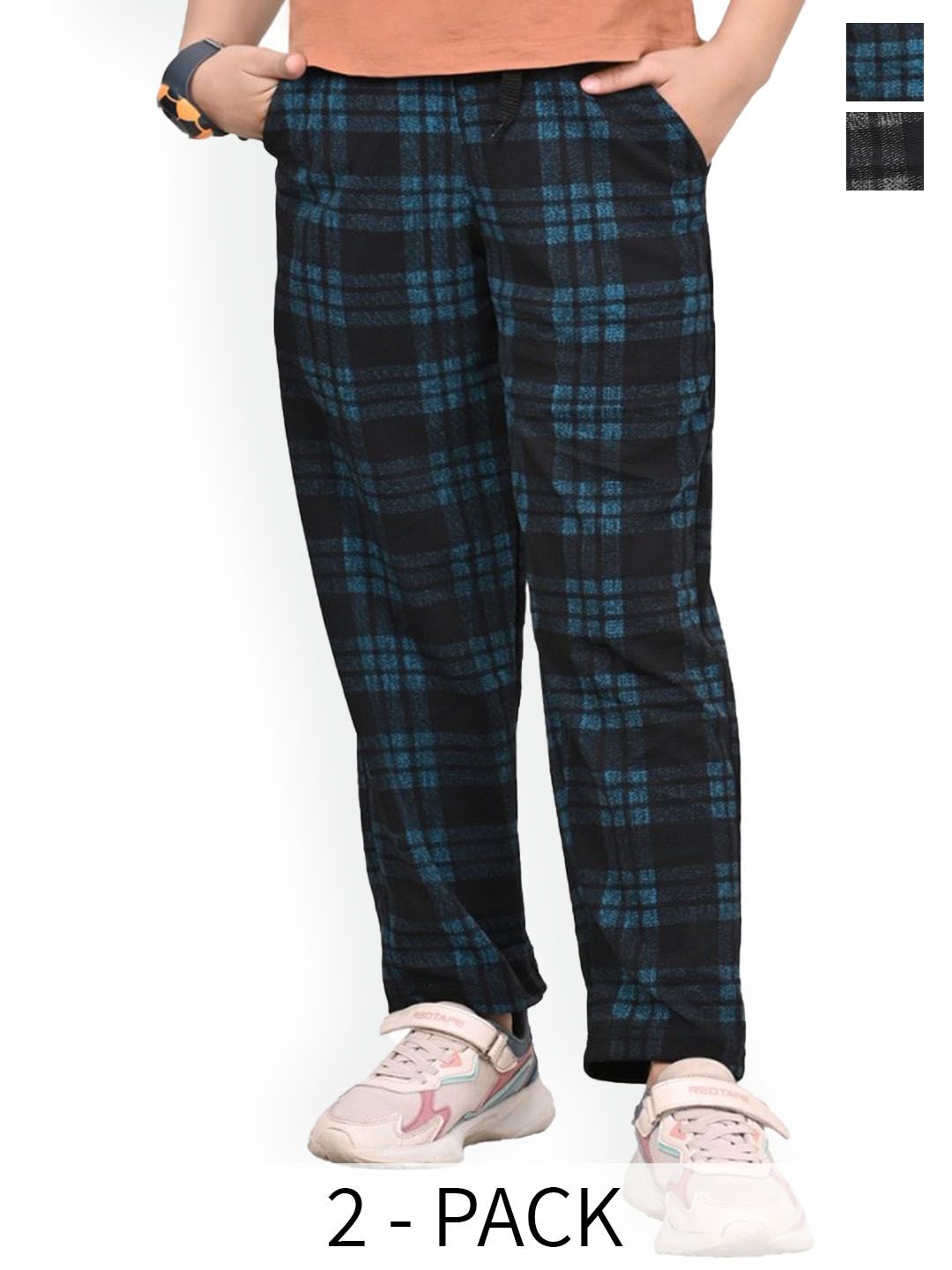 BAESD Girls Checked Pack Of 2 Dry-Fit Track Pants-picture-21
