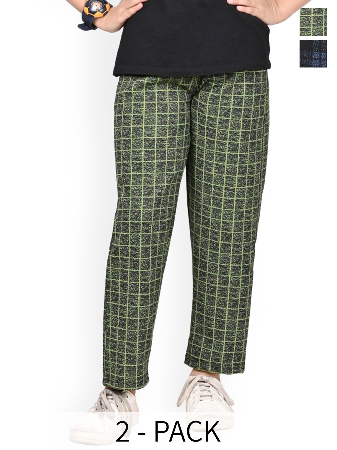 BAESD Girls Pack of 2 Checked Mid-Rise Dry-Fit Regular Track Pants-picture-27