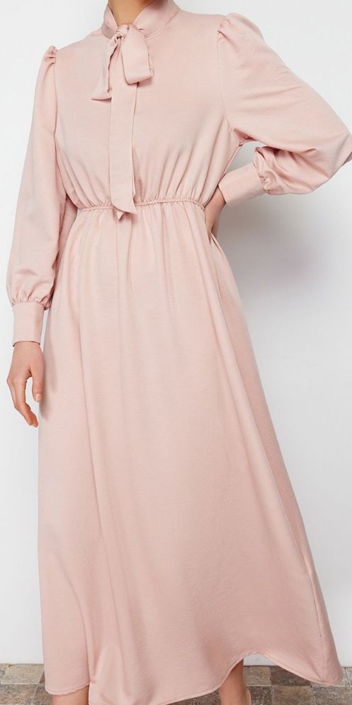 Buy Trendyol Women Tie Up Neck Cuffed Sleeves Maxi Dress - Dresses for ...