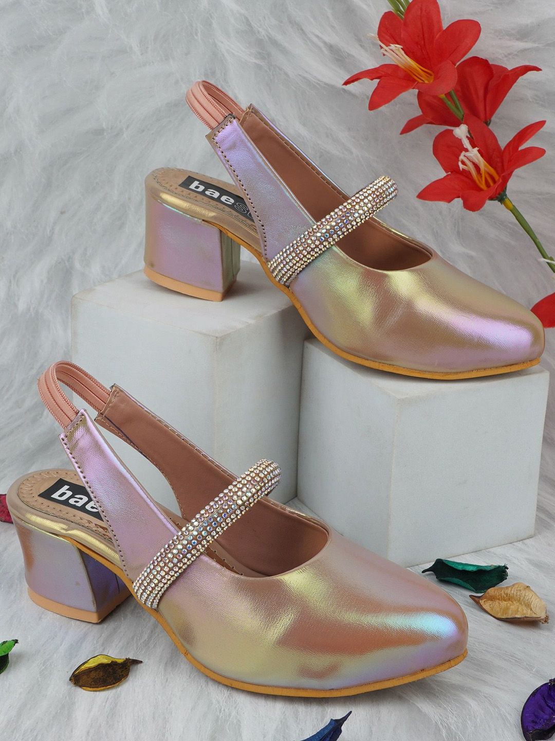 BAESD Girls Embellished Block Heeled Pumps