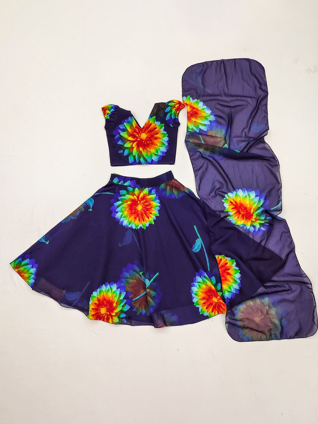BAESD Girls Printed Georgette Ready to Wear Lehenga & Blouse With Dupatta-picture-12