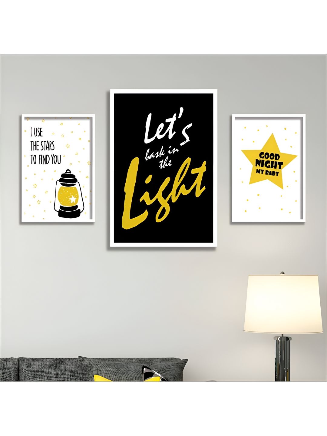 Aura White & Yellow 3 Pieces Wall Arts-picture-35