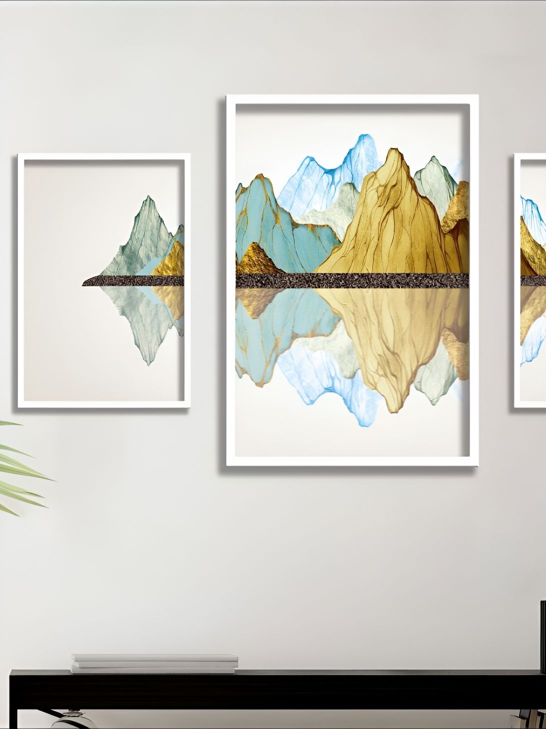 Aura White & Yellow 3 Pieces Other Wall Paintings-picture-34