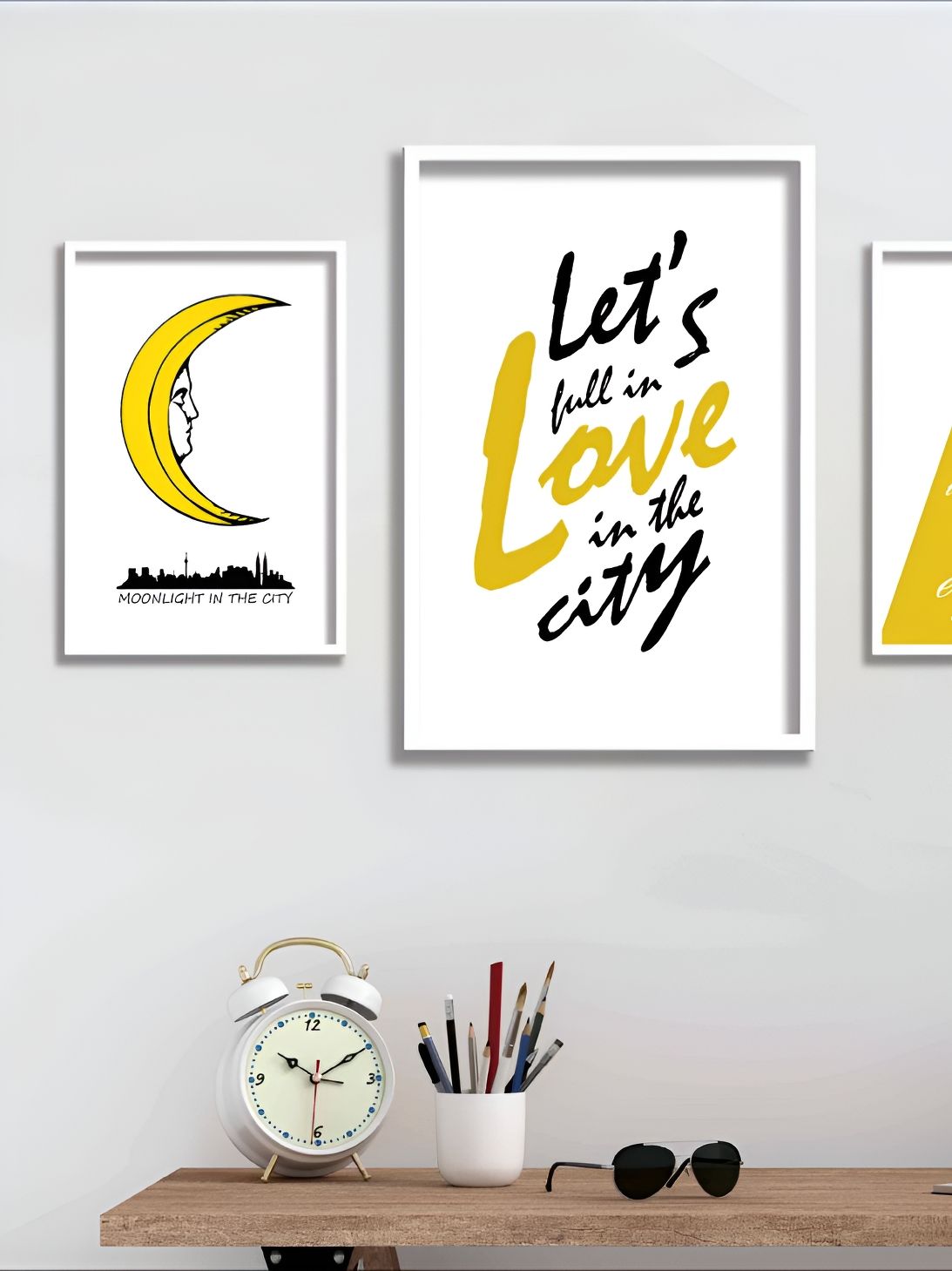 Aura White & Yellow 3 Pieces Wall Arts-picture-27