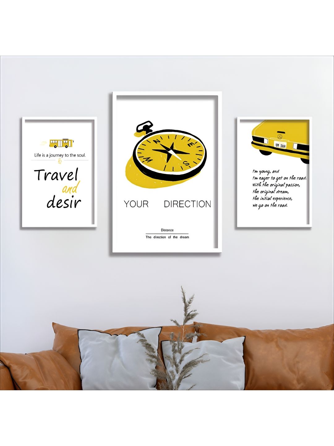 Aura White & Yellow 3 Pieces Wall Arts-picture-26