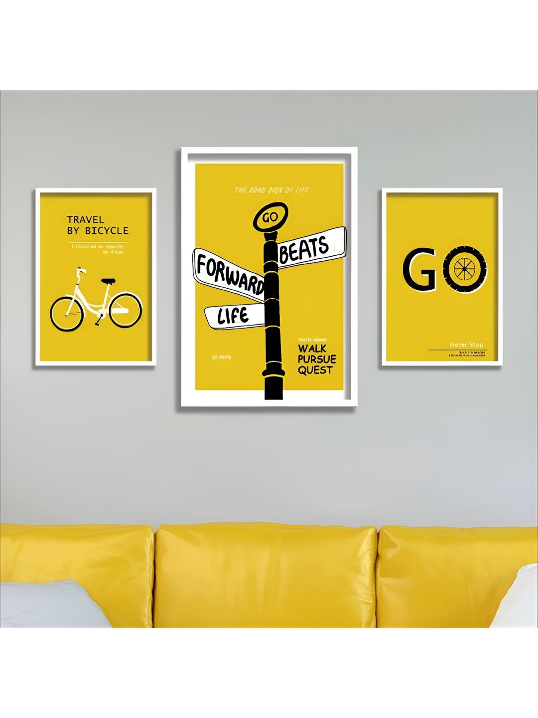 Aura White & Yellow 3 Pieces Wall Arts-picture-25