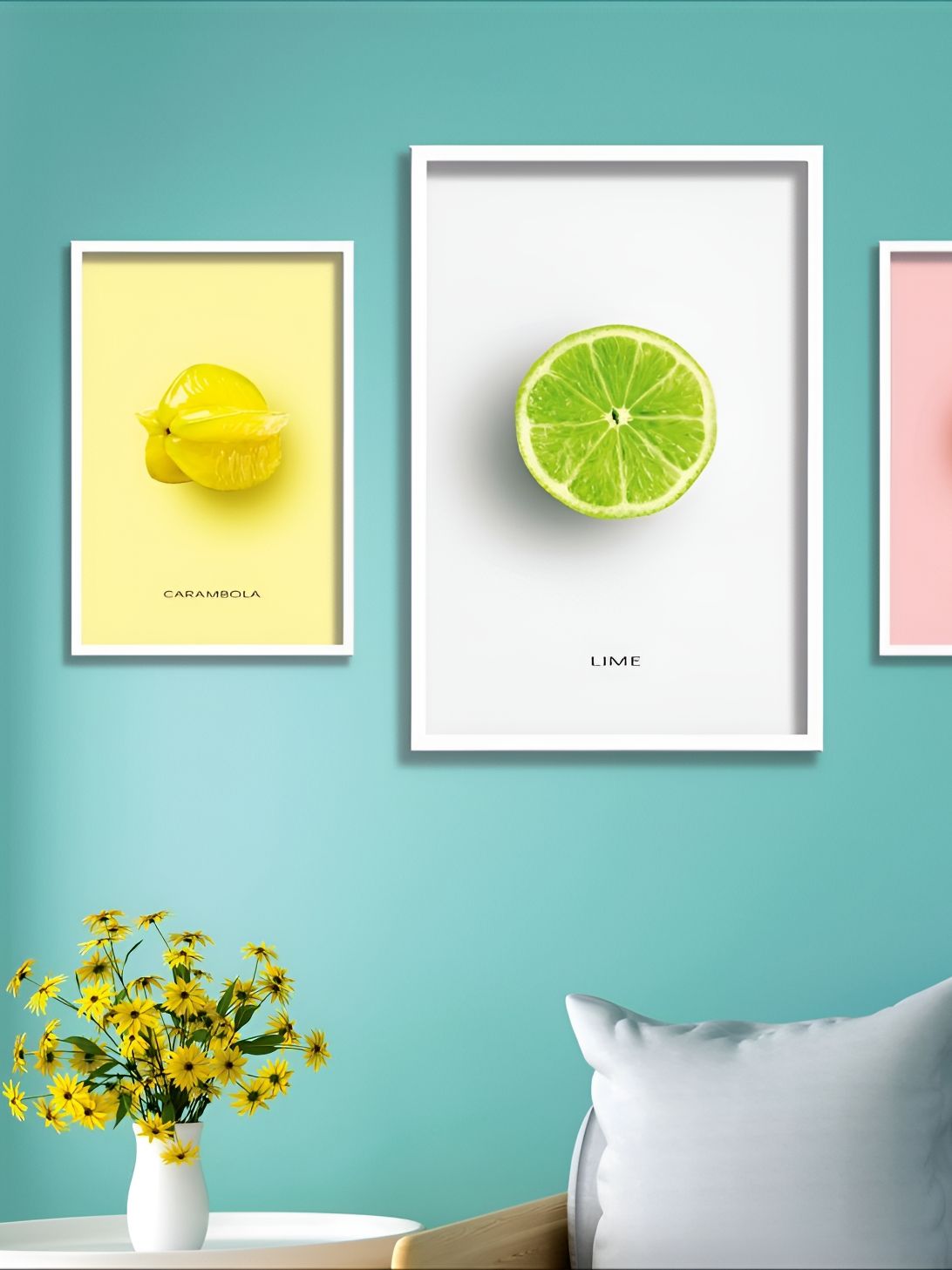 Aura White & Yellow 3 Pieces Other Wall Paintings-picture-23