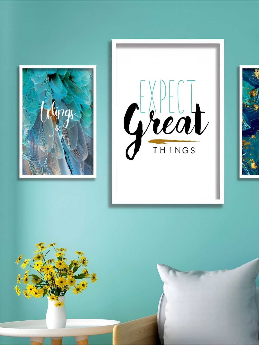 Aura White & Yellow 3 Pieces Wall Arts-picture-24