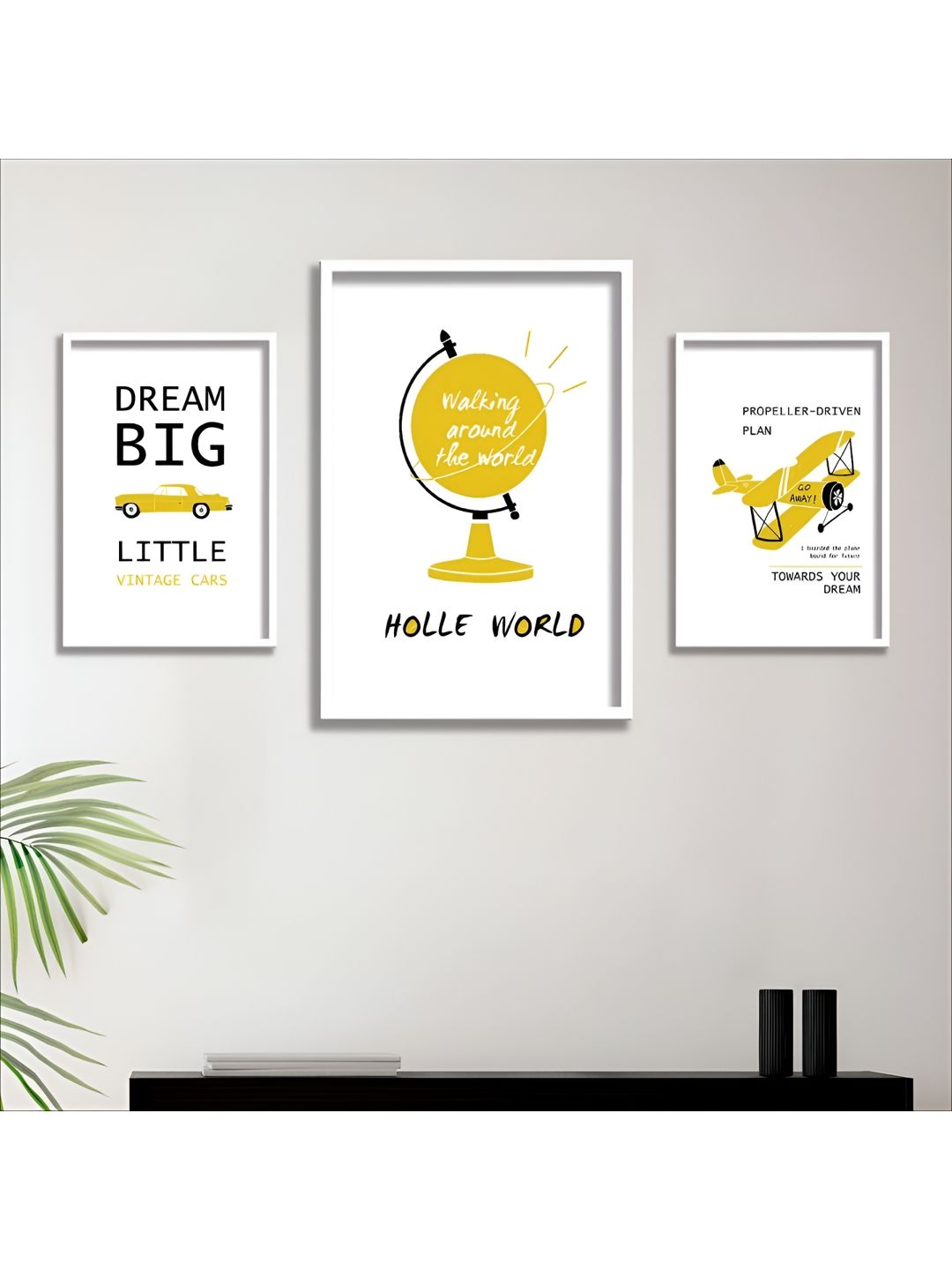 Aura White & Yellow 3 Pieces Other Wall Paintings-picture-30