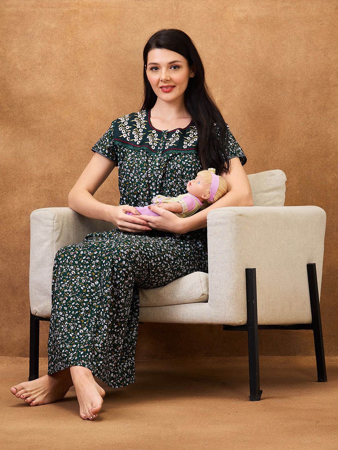 AV2 Printed Maternity Pure Cotton Maxi Nightdress-image-39