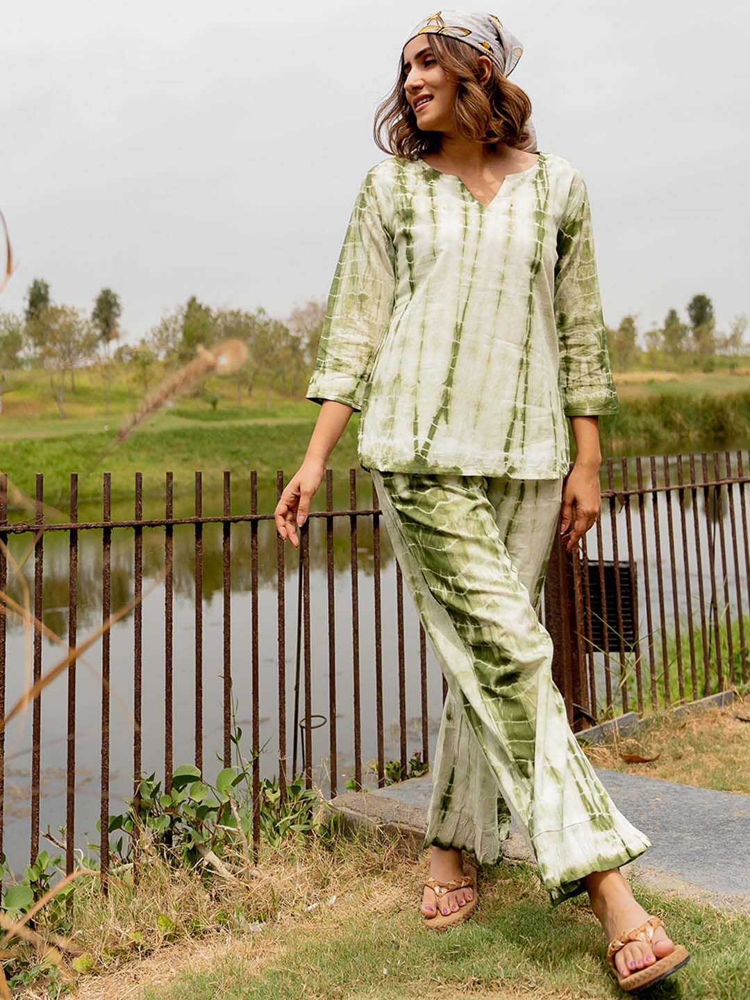 MIRCHI FASHION Tie & Dye Printed Pure Cotton Casual Top With Pyjamas-picture-16