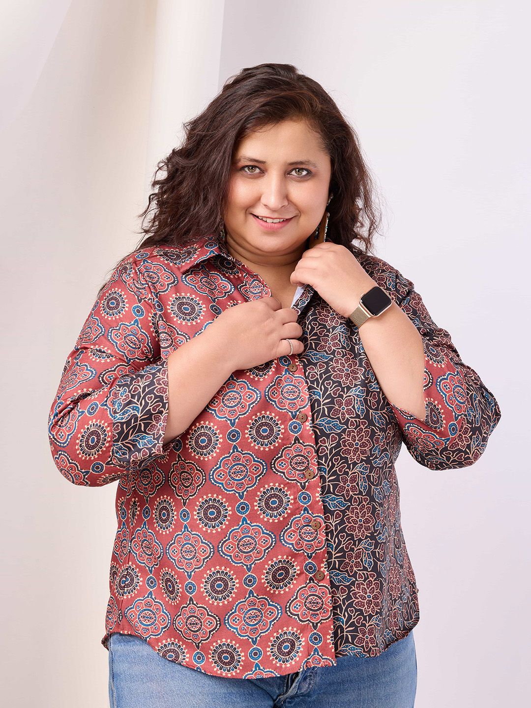 RACHNA Spread Collar Standard Ethnic Printed Cotton Regular Fit Party Shirt-picture-10