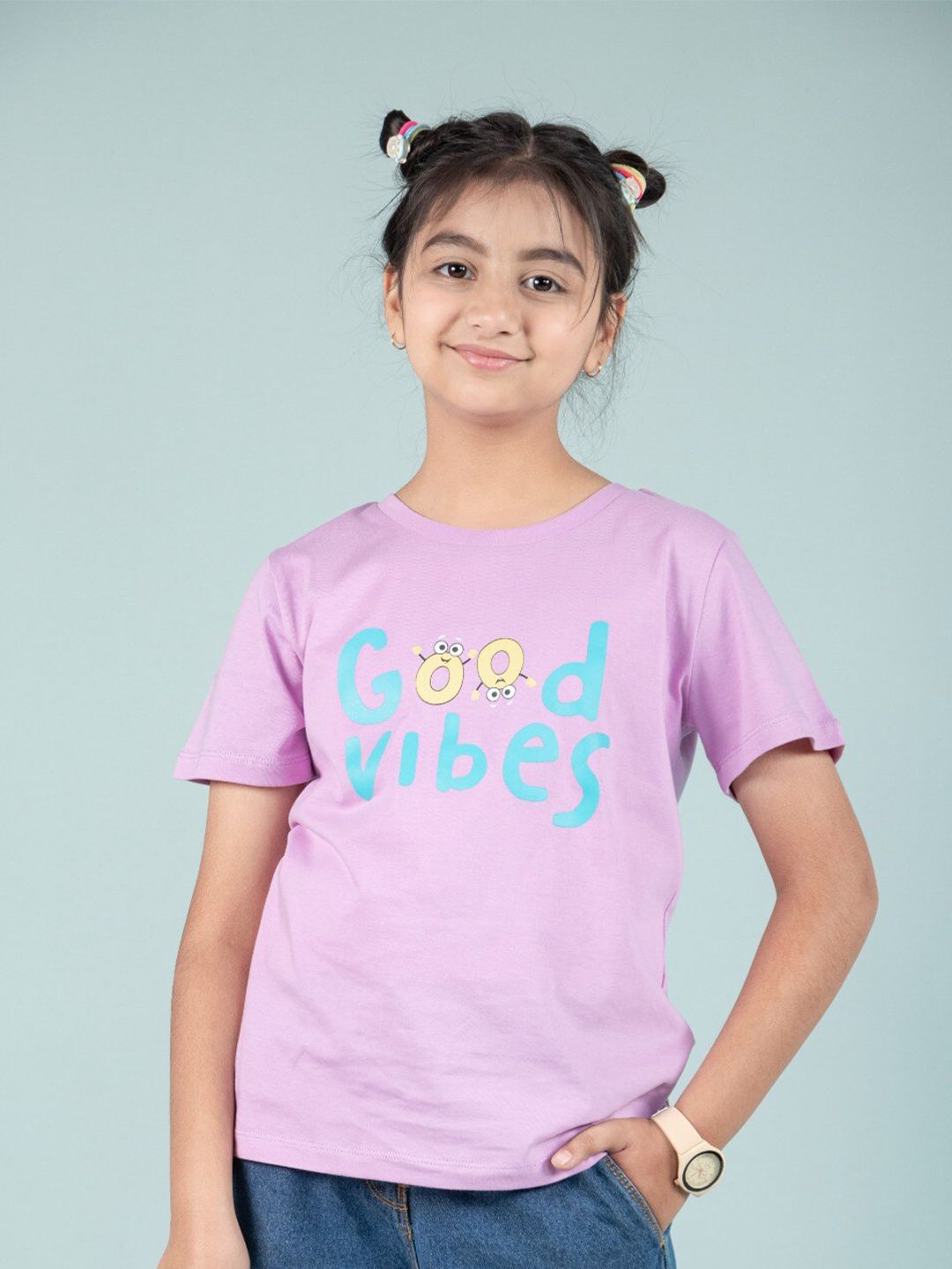 TWEENY MINI Girls Typography Printed Round Neck T-shirt-picture-15