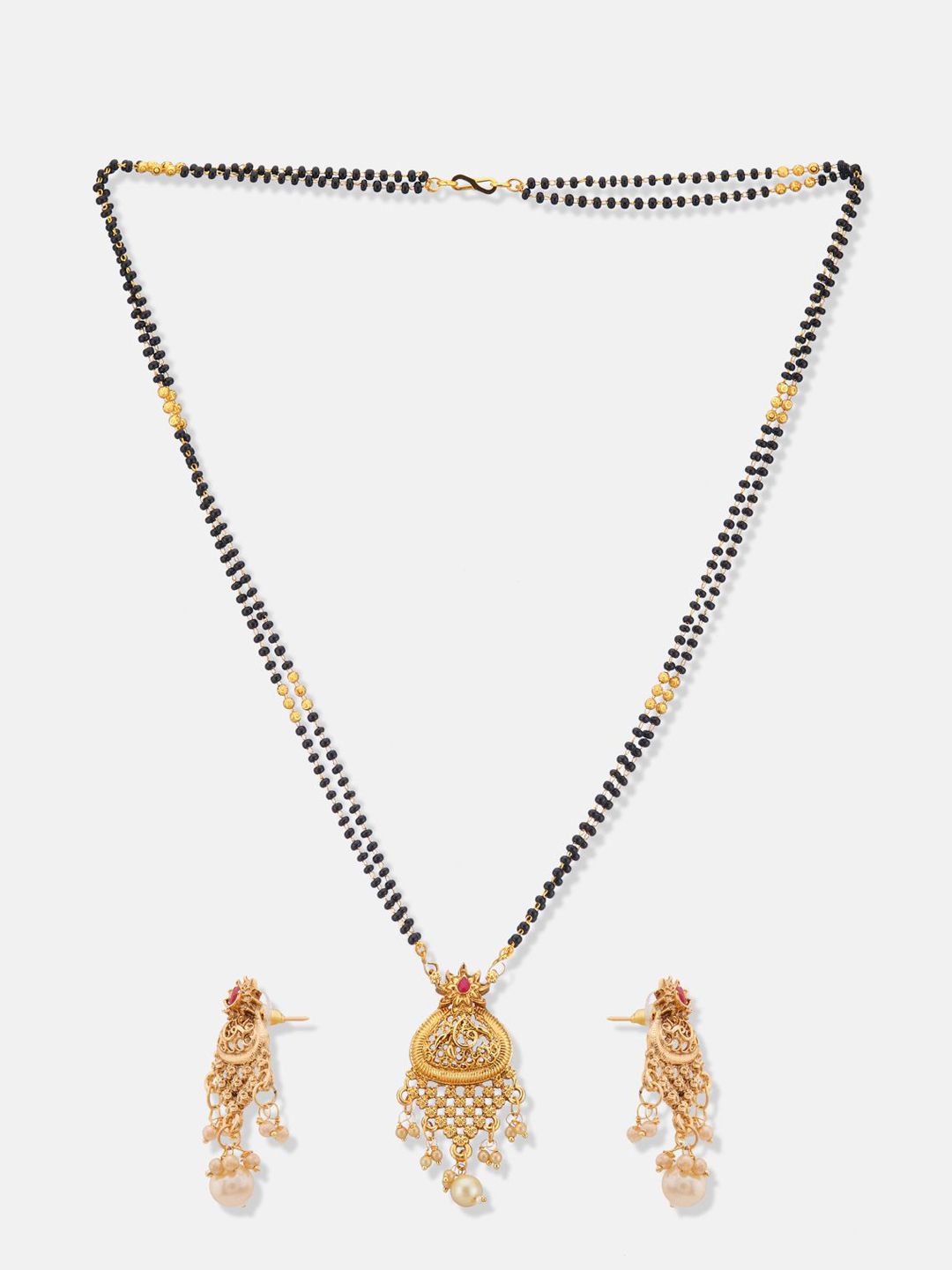 ATIBELLE Gold-Plated Artificial Stones and Beads Mangalsutra